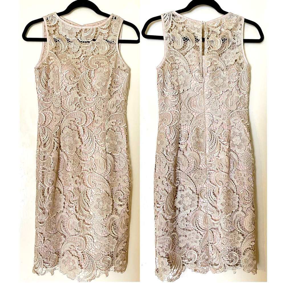 Adrianna Parell Gold Lace Dress Size 32